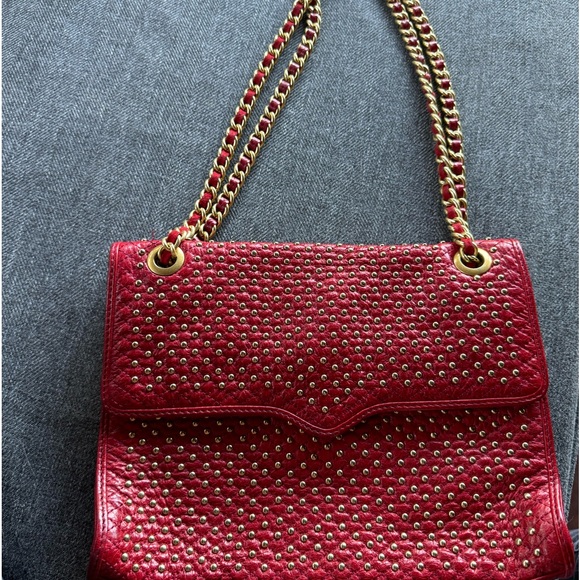 KC Chiefs colors - Red Studded Leather Purse with chain strap - Picture 2 of 7